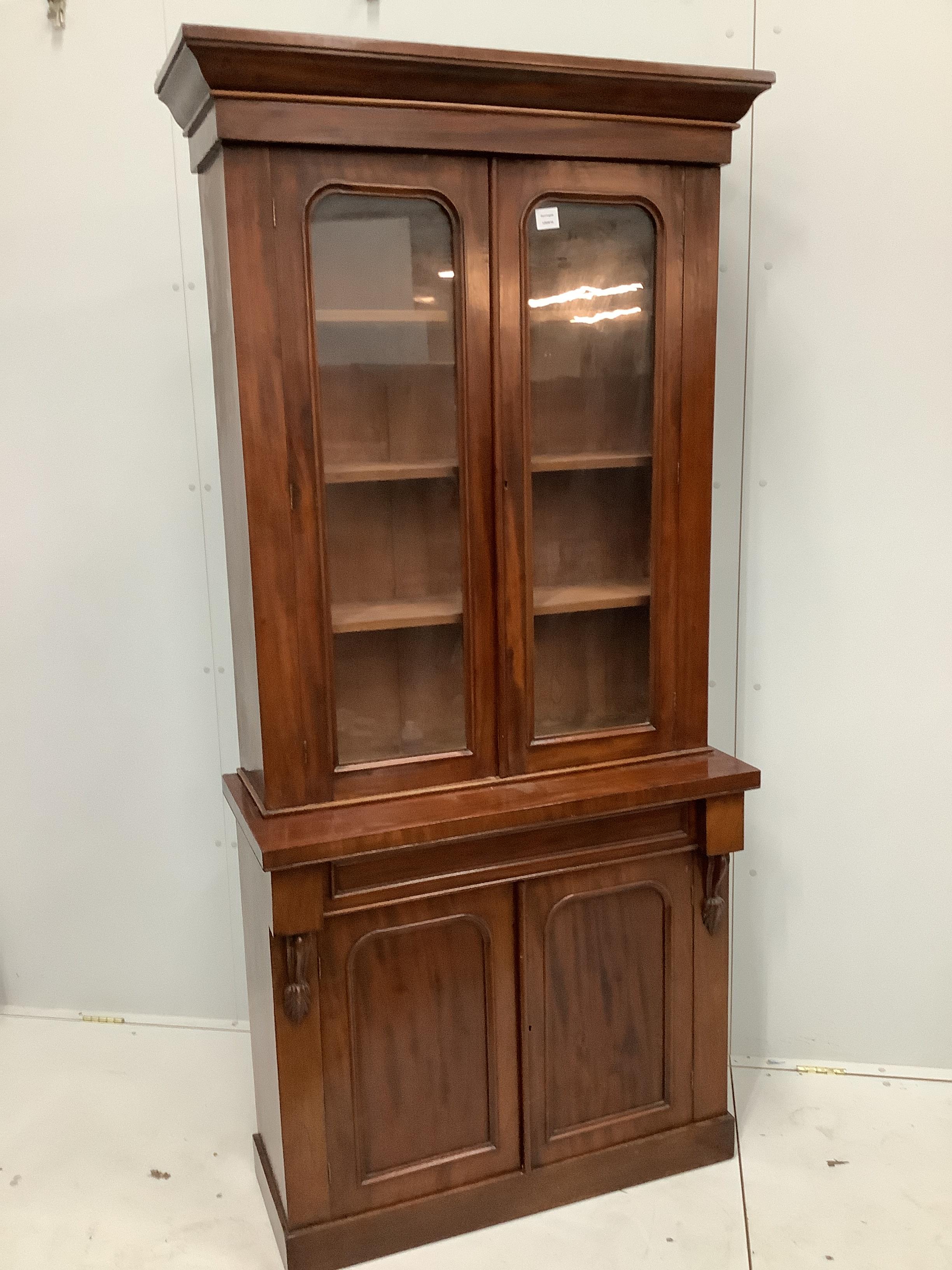 A Victorian mahogany chiffonier bookcase, width 92cm, depth 40cm, height 204cm
